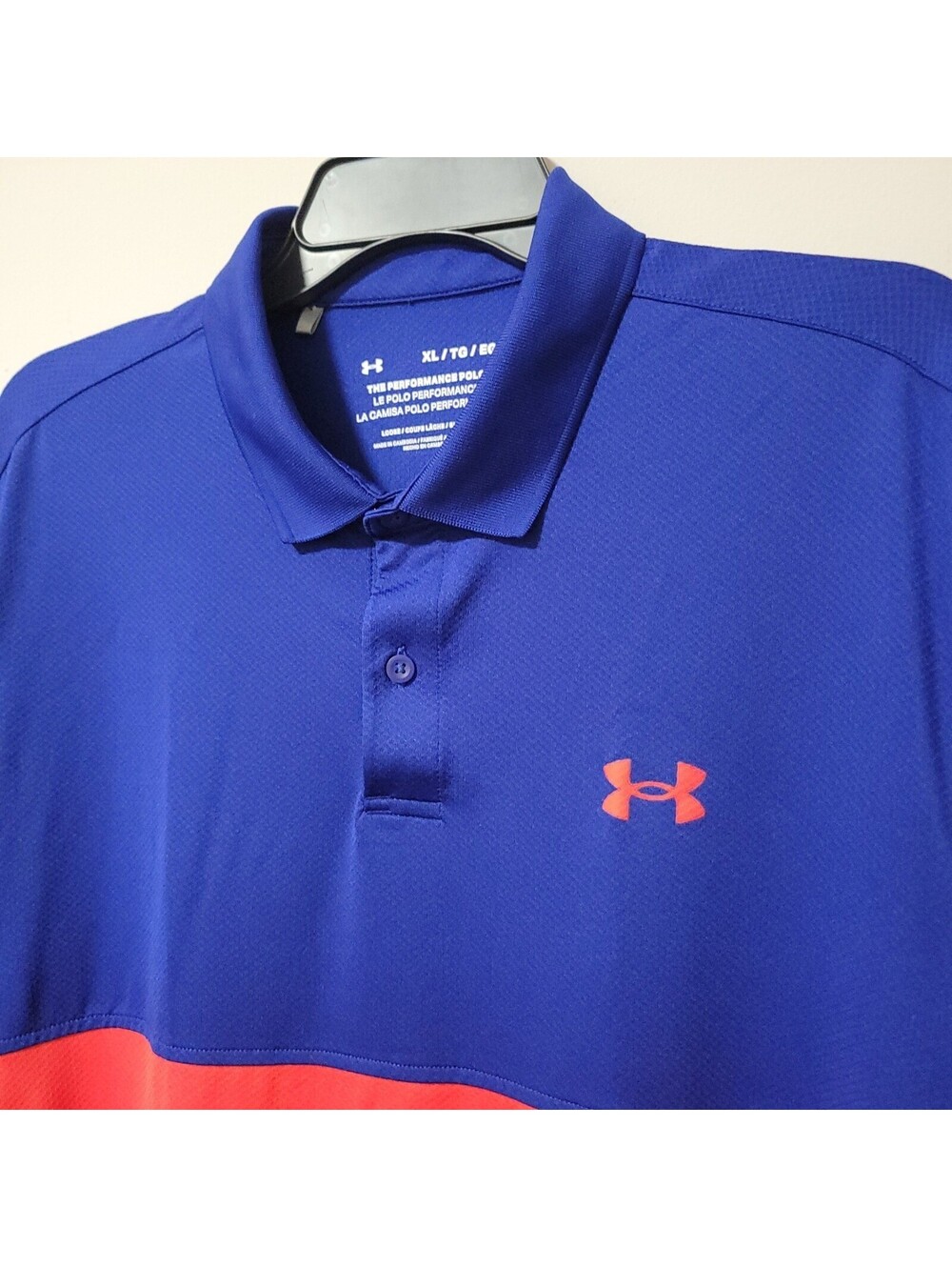 Under Armour Auburn Tigers Performance Polo Shirt Mens XL Blue Orange Colorblock
